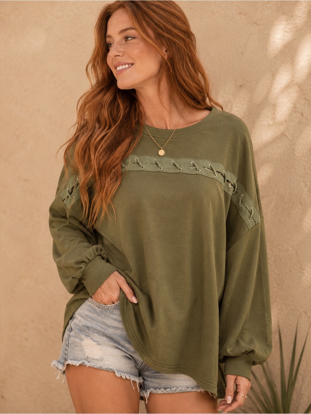 Lace Up Sweatshirt